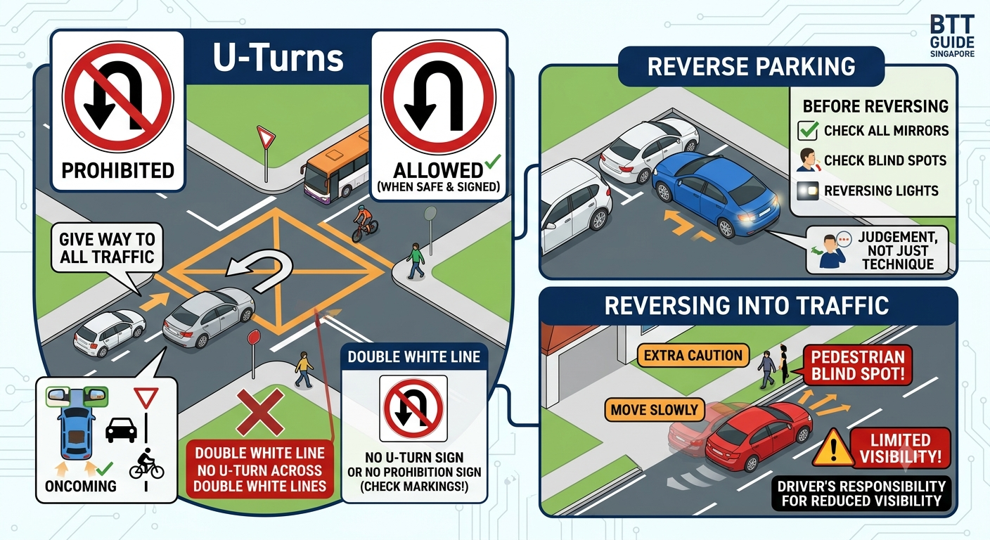 U Turns, Reverse Parking and Reversing Rules: Singapore BTT Guide