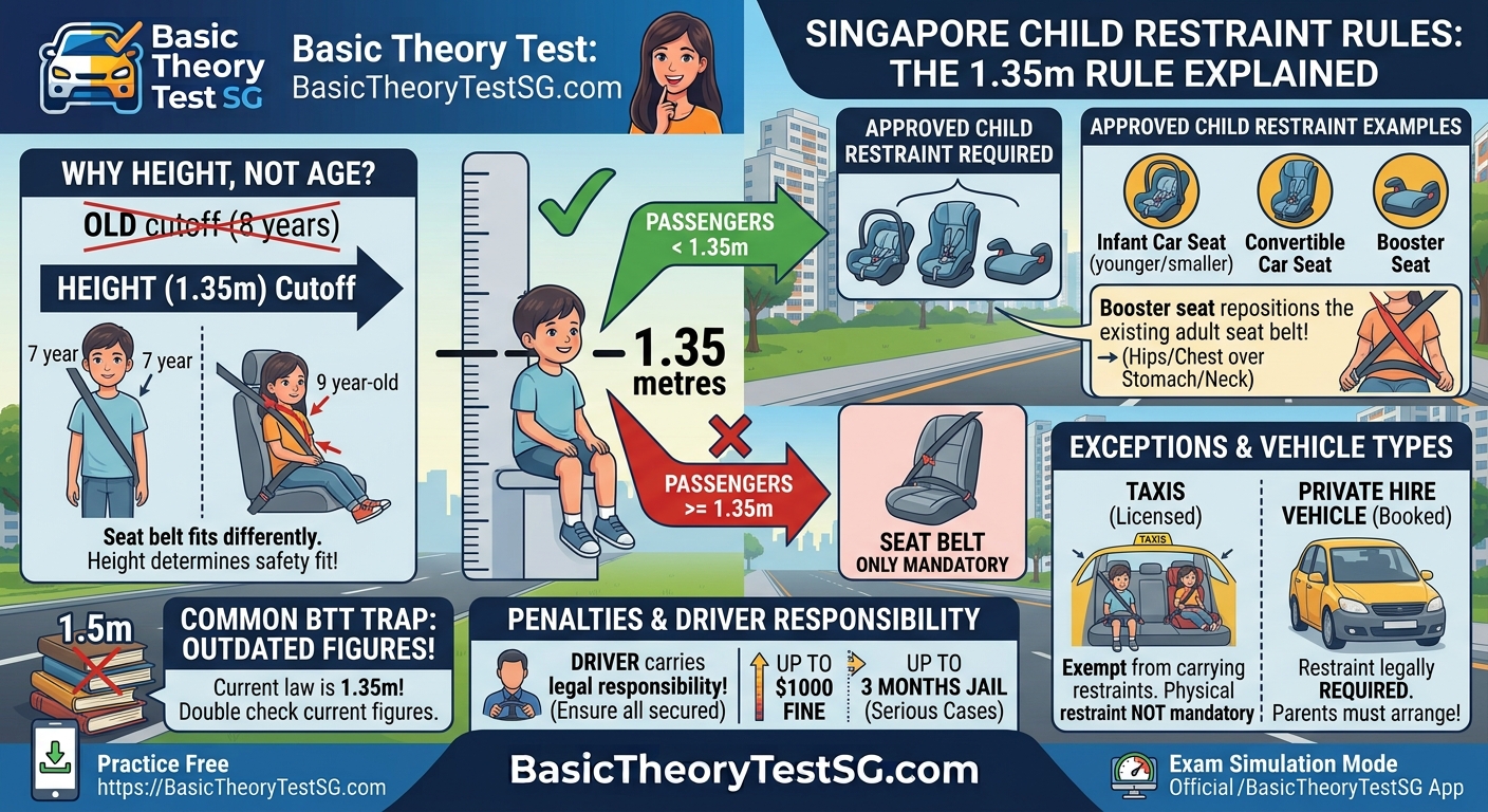 Child Car Seat and Seat Belt Exemption Rules in Singapore: The 1.35m Rule Explained