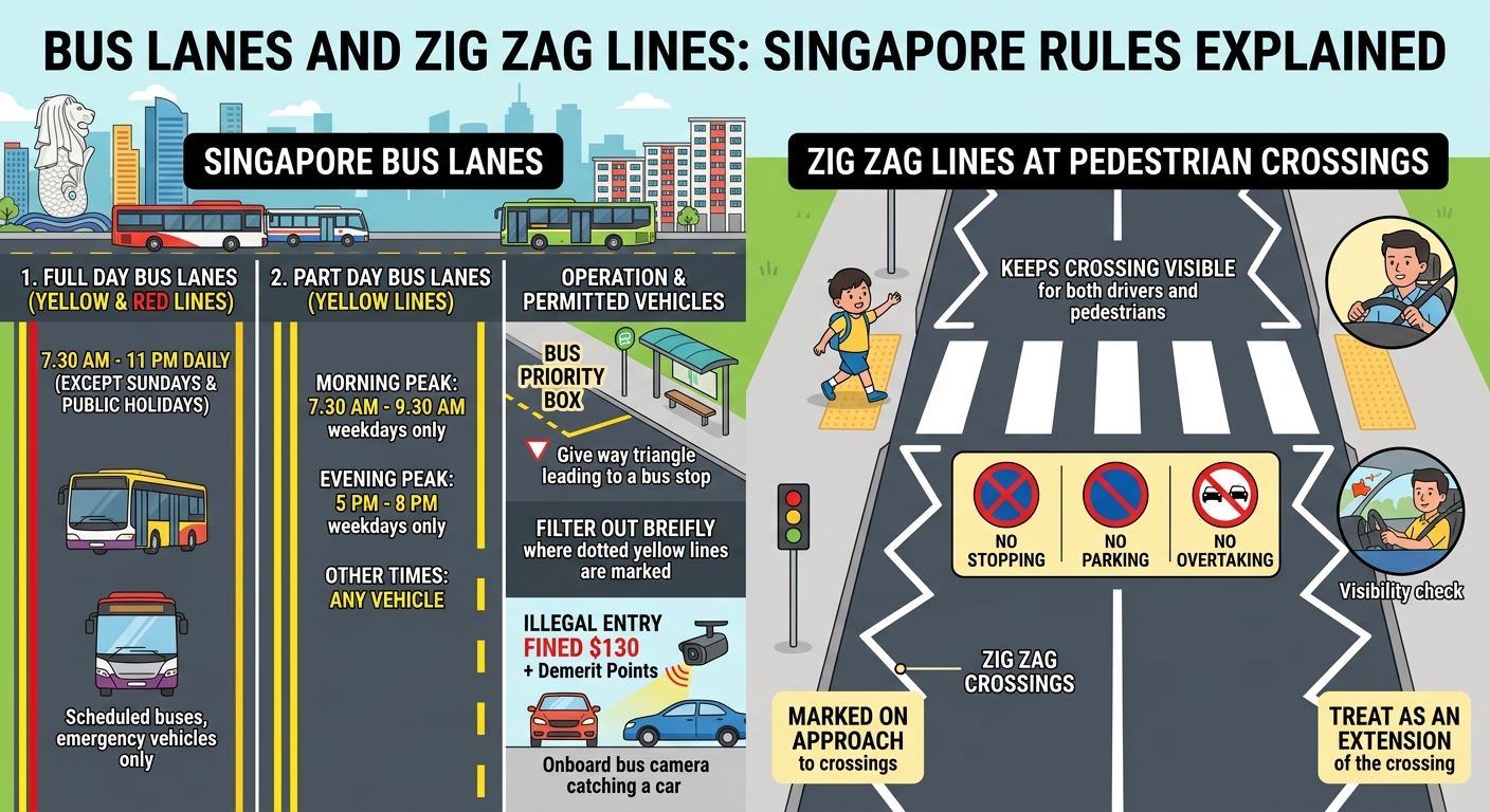 Bus Lanes and Zig Zag Lines: Singapore Rules Explained